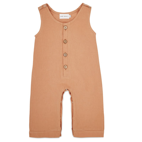 Sleeveless Linen Romper - Honey