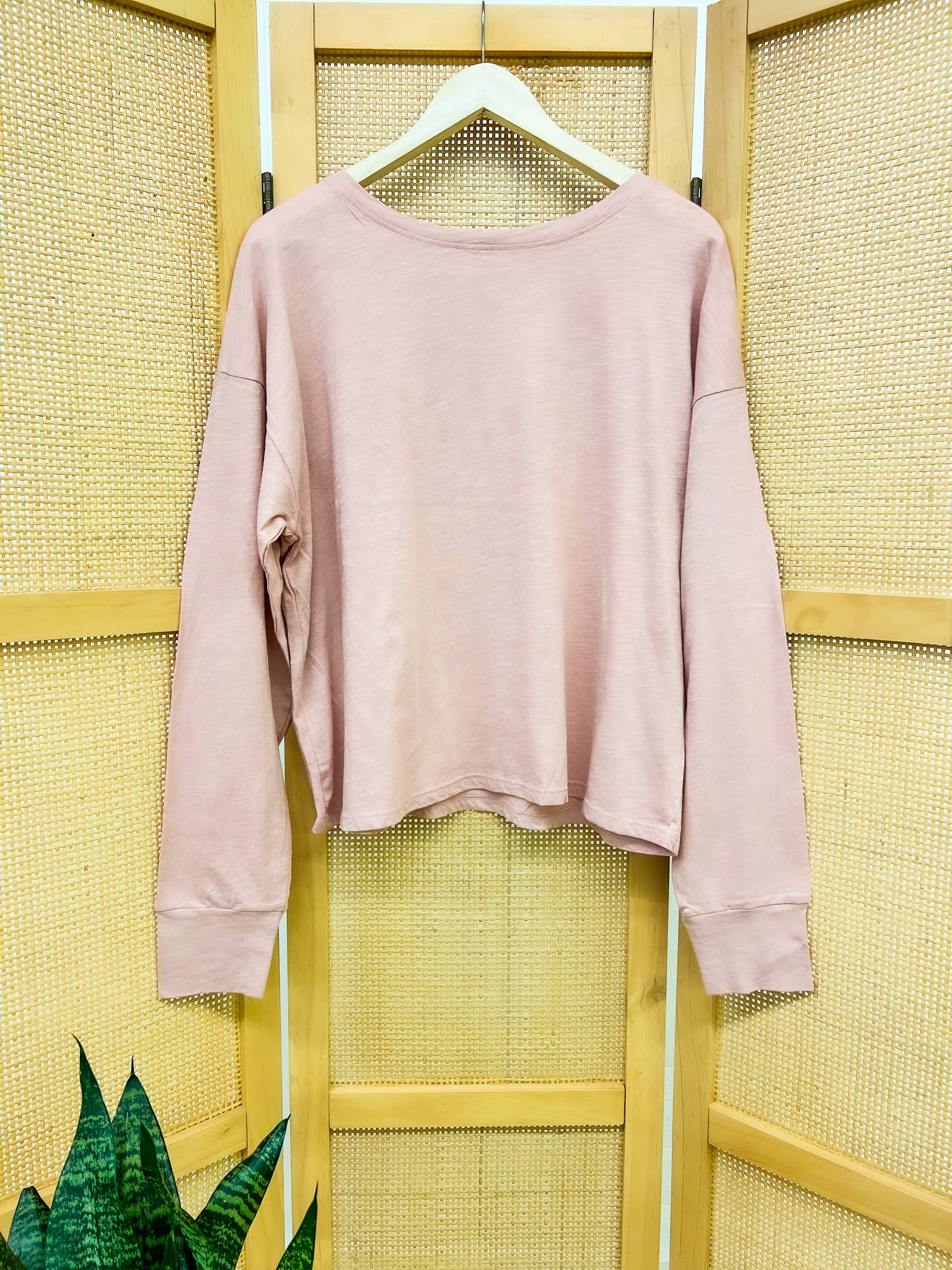 Oversized Long Sleeve Tee - Dusty Pink