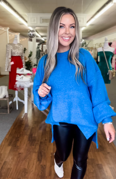 Soft to the Touch Oversized Sweater - Blue