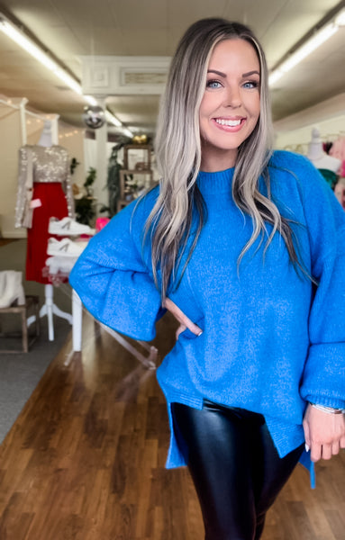 Soft to the Touch Oversized Sweater - Blue