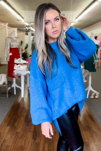 Soft to the Touch Oversized Sweater - Blue