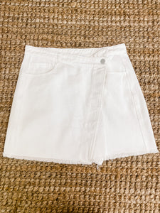 Word of Mouth White Denim Skirt