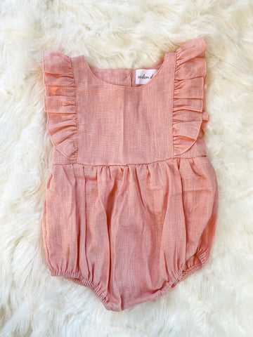 Pink Flutter Sleeve Romper