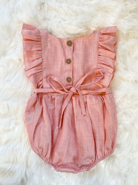 Pink Flutter Sleeve Romper