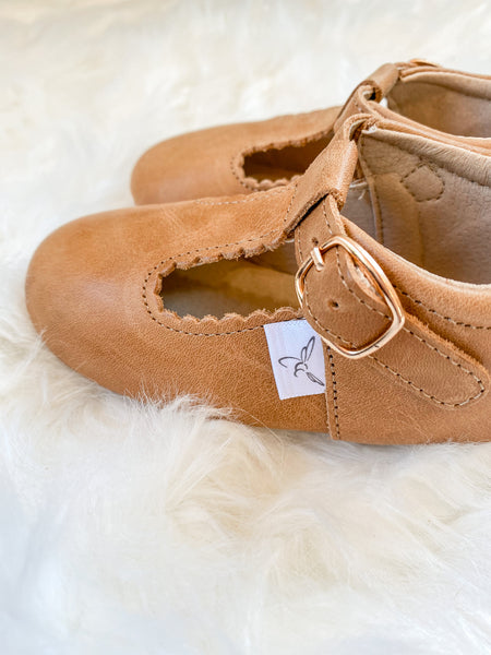 Scalloped Mary Jane Shoes - Desert Sand