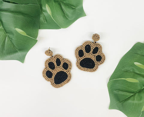 Tiger Paw Beaded Earrings