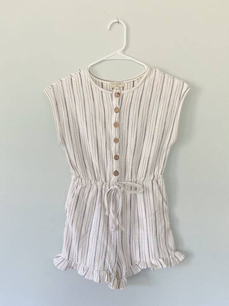 Button Stripe Knit Romper