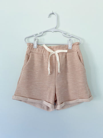 Heathered Rolled Leg Knit Shorts - Blush