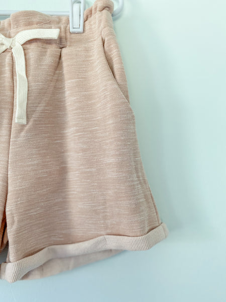 Heathered Rolled Leg Knit Shorts - Blush