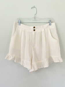 White Ruffle Shorts