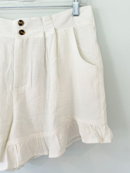 White Ruffle Shorts